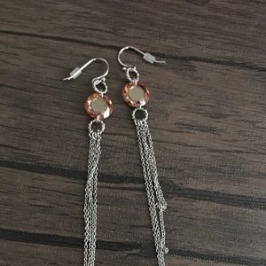 Chain chandelier earrings with Citrine color stone